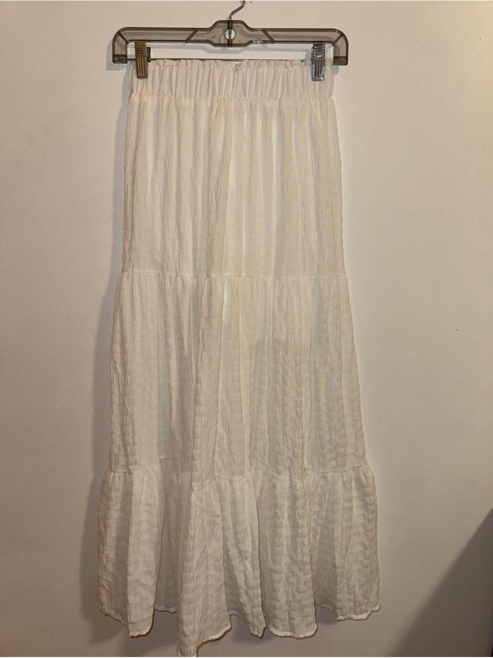 SHEIN Cream Tiered Maxi Skirt